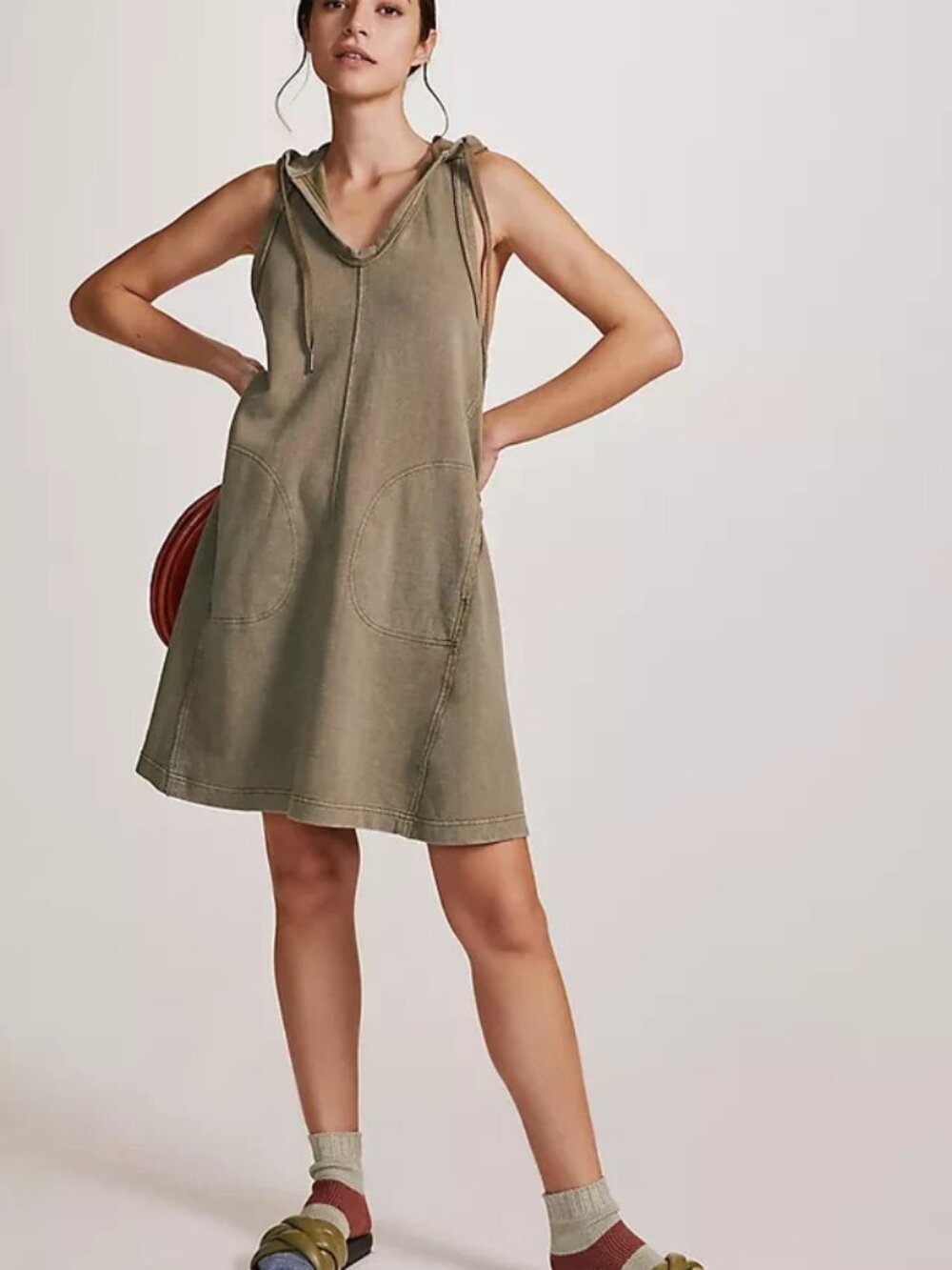 Daily Practice by Anthropologie Sleeveless Hoodie Dress Green S